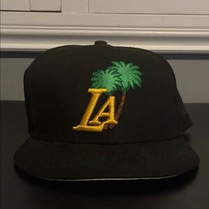 Black Cap with Yellow LA Logo and Palm Trees